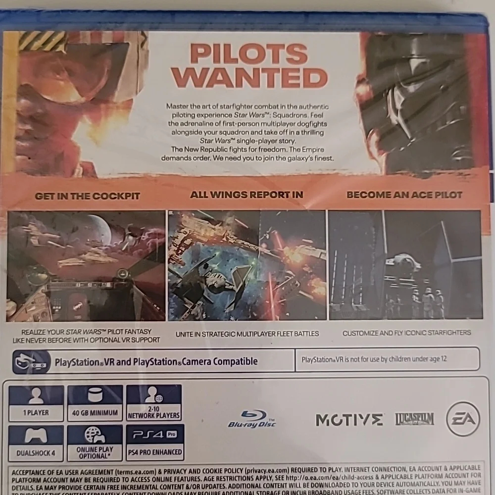 Playstation PS4 VR Mode Included Star Wars Squadrons Rated Teens Blu-ray Disc